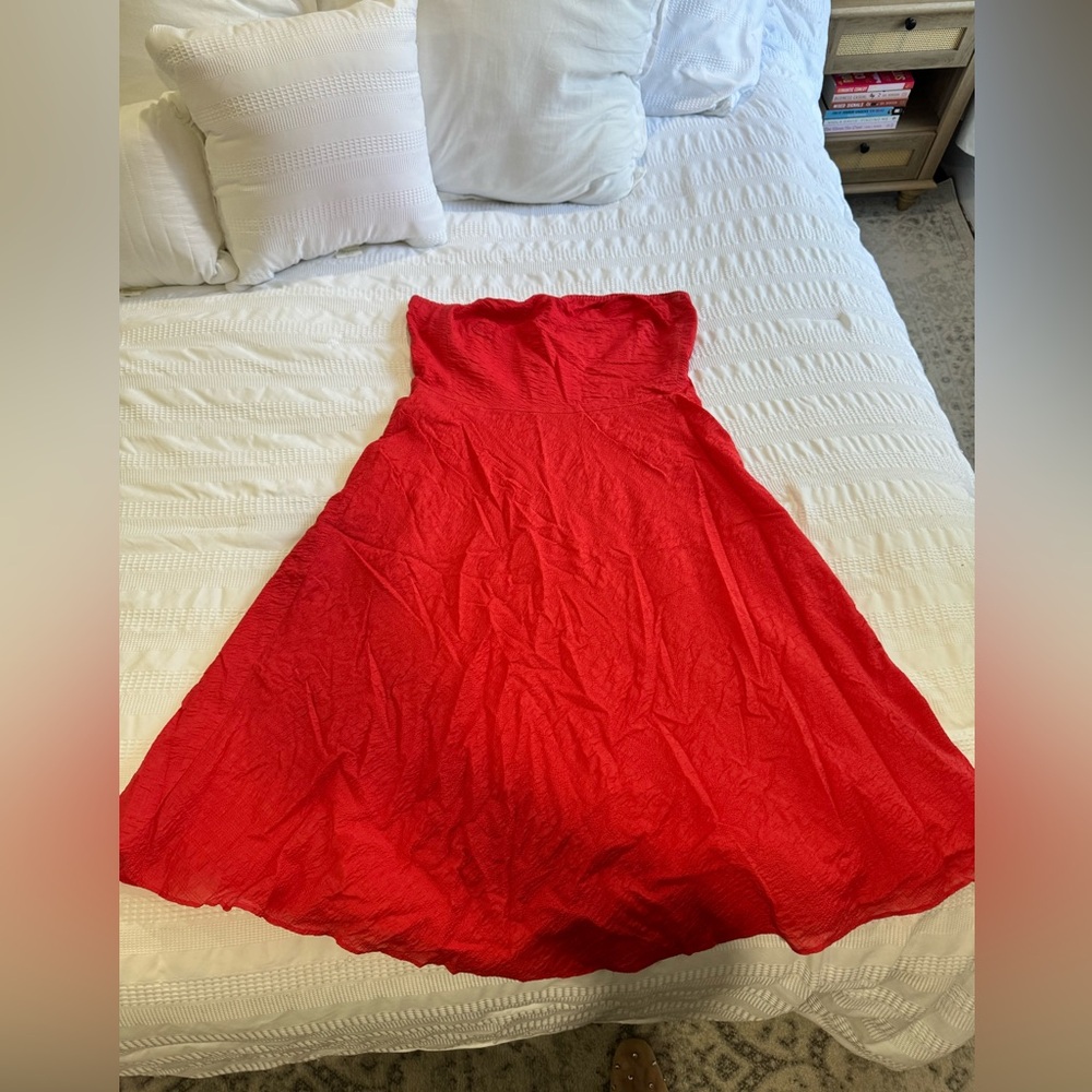 Jcrew strapless red dress